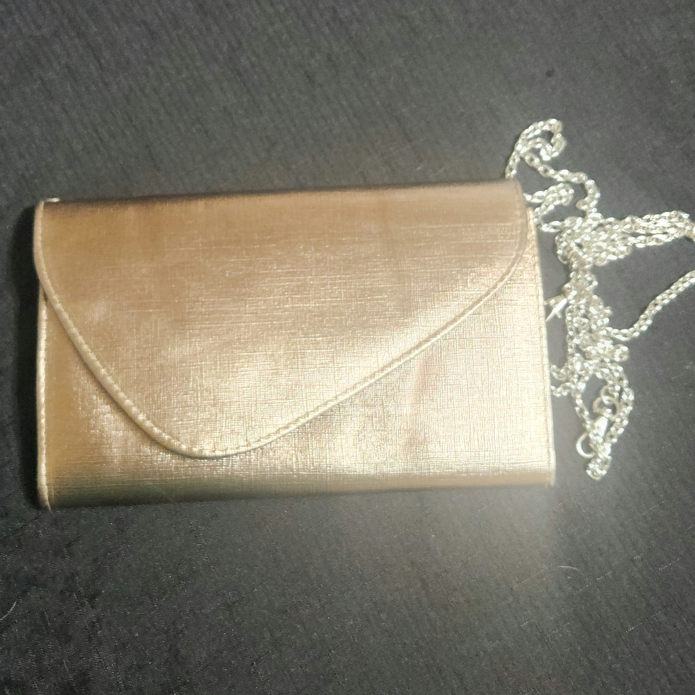 Elegant Bronze Clutch with Chain Strap